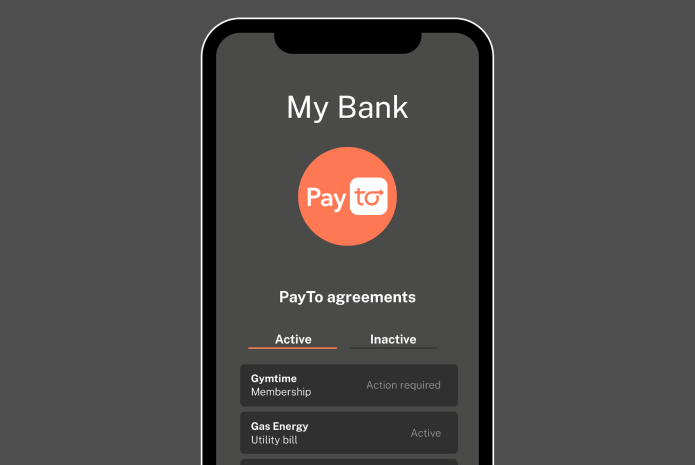 PayTo consumer page phone UI